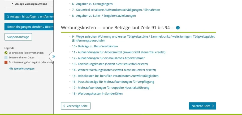 German income tax declaration Anlage N / Steuererklärung Anlage N ausfüllen