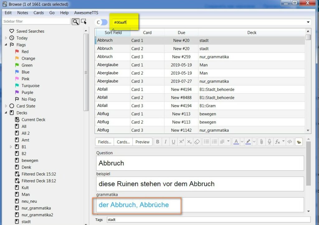 Anki for German language. 3. Creating new notes