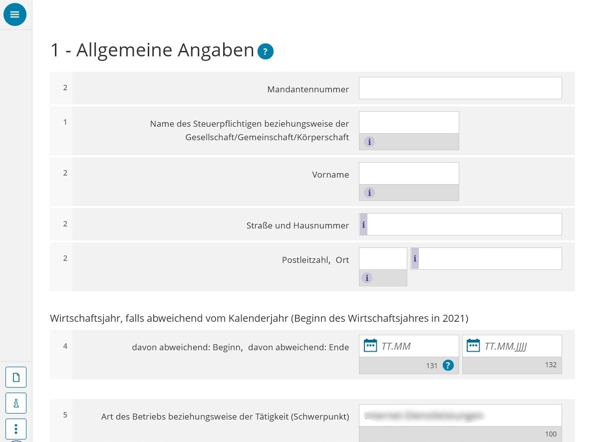 Tax declaration Germany. Anlage EÜR