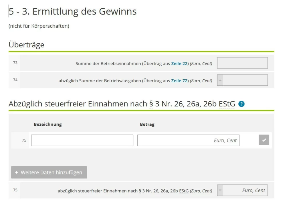 Ausfüllen Anlage EÜR Steuererklärung German tax return